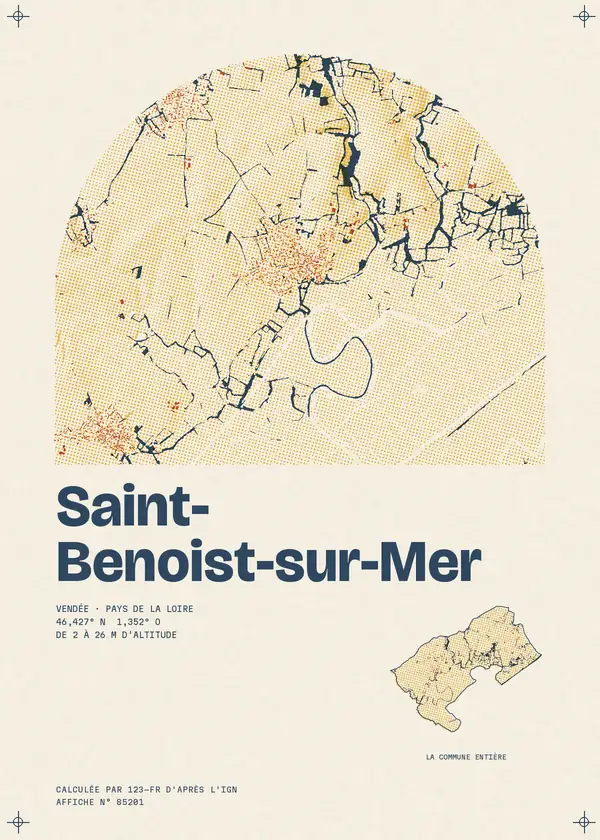 Affiche de Saint-Benoist-sur-Mer, calculée par 123-fr d'après l'IGN
