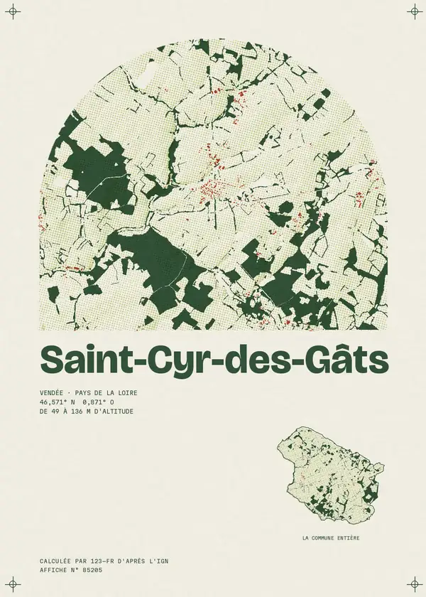 Affiche de Saint-Cyr-des-Gâts, calculée par 123-fr d'après l'IGN