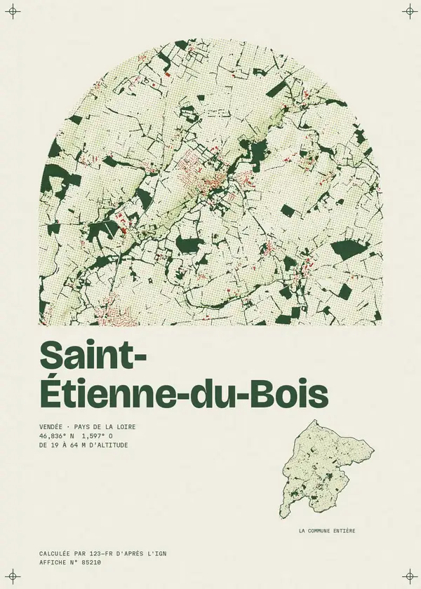 Affiche de Saint-Étienne-du-Bois, calculée par 123-fr d'après l'IGN