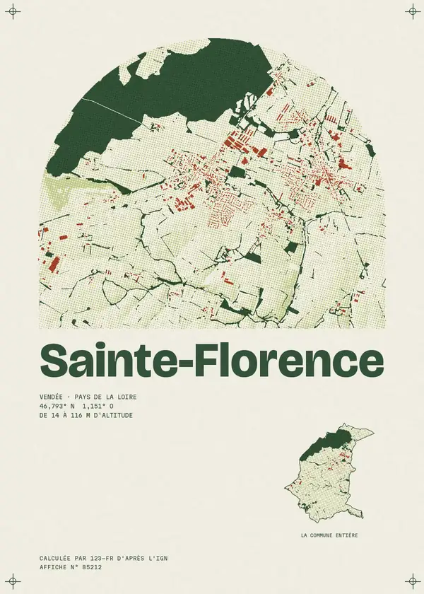 Affiche de Sainte-Florence, calculée par 123-fr d'après l'IGN