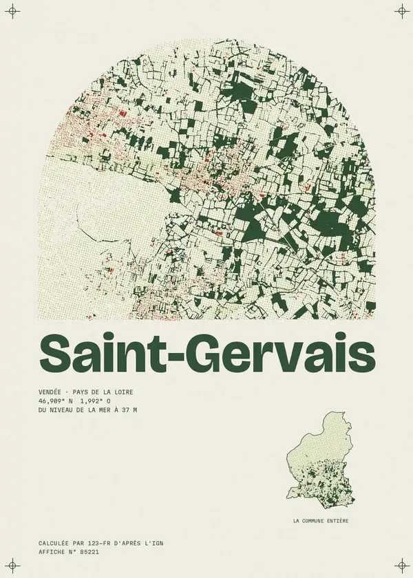 Affiche de Saint-Gervais, calculée par 123-fr d'après l'IGN