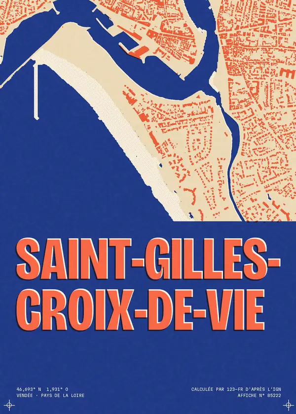 Affiche de Saint-Gilles-Croix-de-Vie, calculée par 123-fr d'après l'IGN