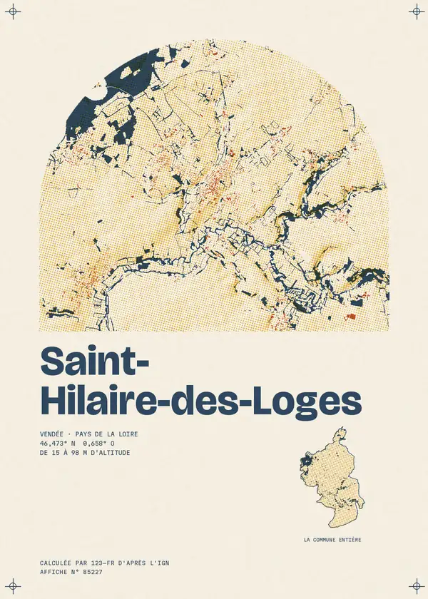 Affiche de Saint-Hilaire-des-Loges, calculée par 123-fr d'après l'IGN