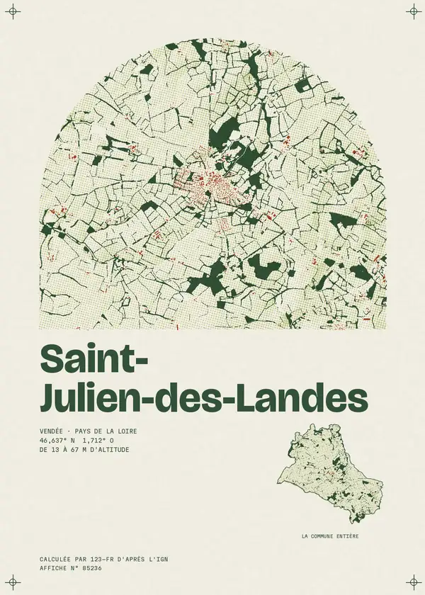 Affiche de Saint-Julien-des-Landes, calculée par 123-fr d'après l'IGN