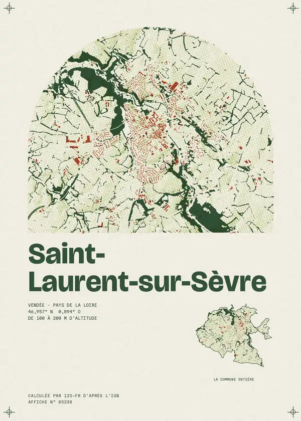 Affiche de Saint-Laurent-sur-Sèvre, calculée par 123-fr d'après l'IGN