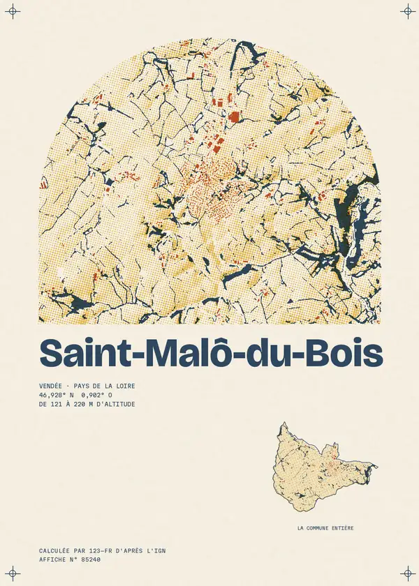Affiche de Saint-Malô-du-Bois, calculée par 123-fr d'après l'IGN