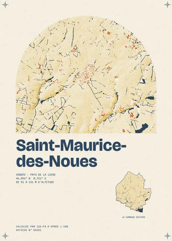 Affiche de Saint-Maurice-des-Noues, calculée d'après l'IGN
