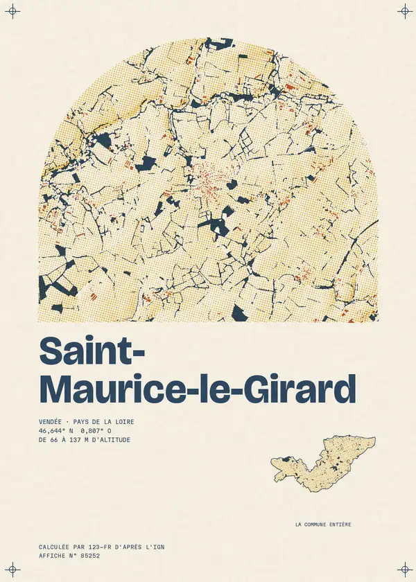 Affiche de Saint-Maurice-le-Girard, calculée par 123-fr d'après l'IGN