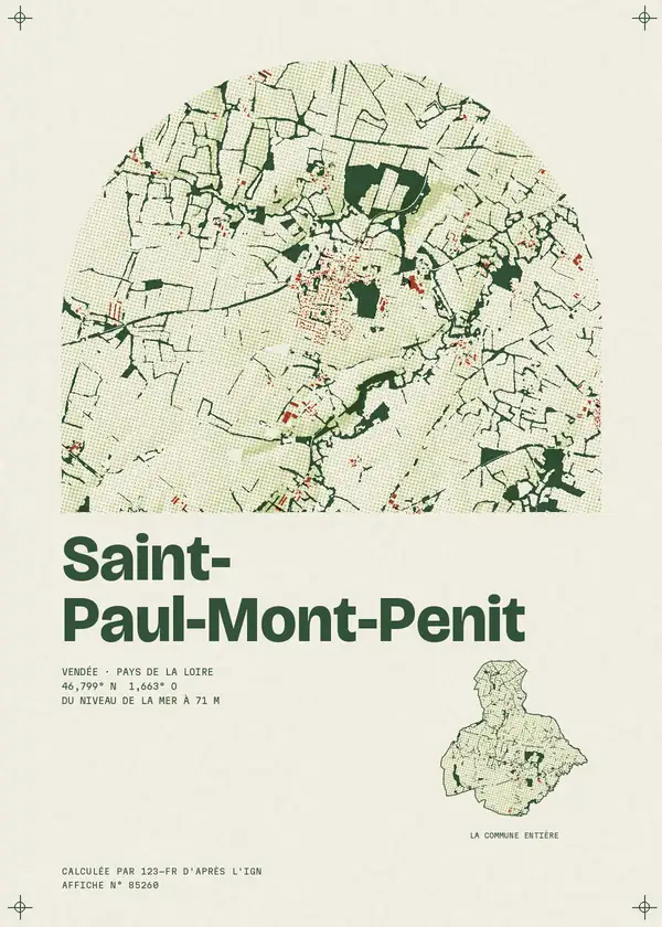 Affiche de Saint-Paul-Mont-Penit, calculée par 123-fr d'après l'IGN