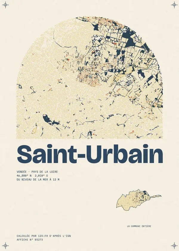 Affiche de Saint-Urbain, calculée par 123-fr d'après l'IGN