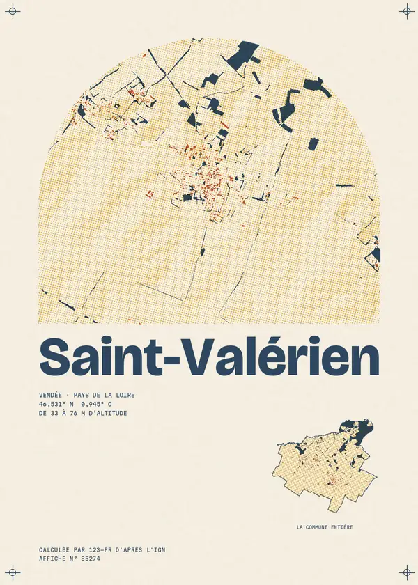 Affiche de Saint-Valérien, calculée par 123-fr d'après l'IGN
