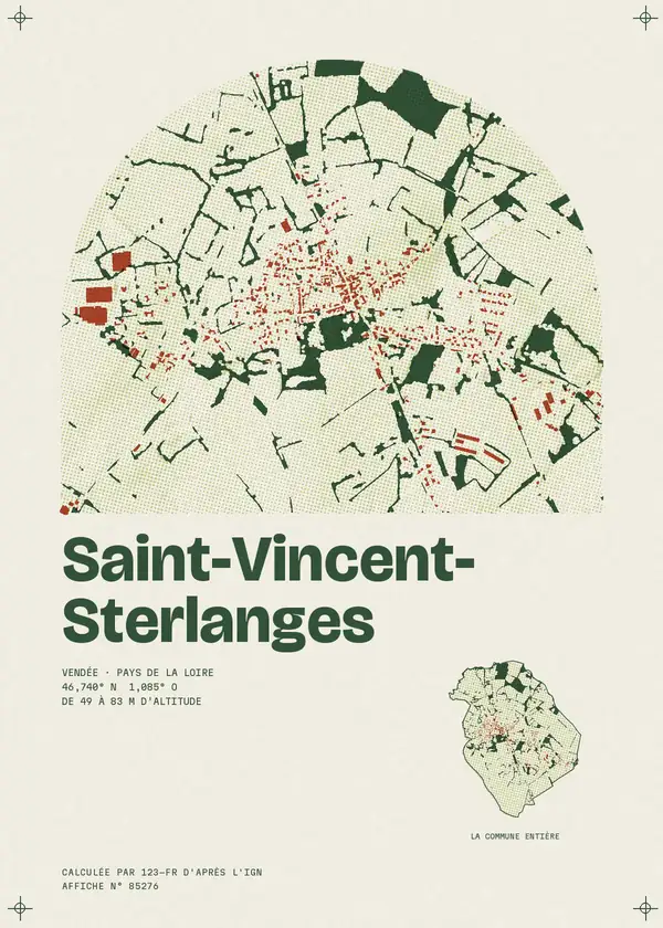 Affiche de Saint-Vincent-Sterlanges, calculée par 123-fr d'après l'IGN