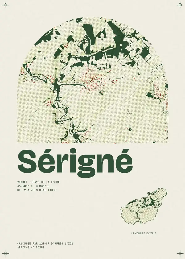 Affiche de Sérigné, calculée par 123-fr d'après l'IGN