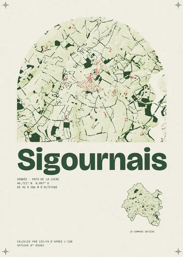 Affiche de Sigournais, calculée par 123-fr d'après l'IGN