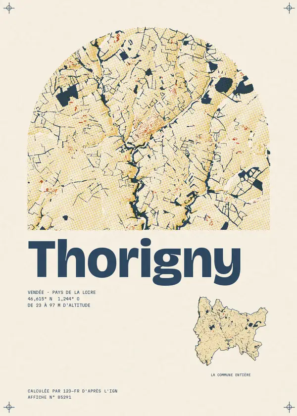 Affiche de Thorigny, calculée par 123-fr d'après l'IGN