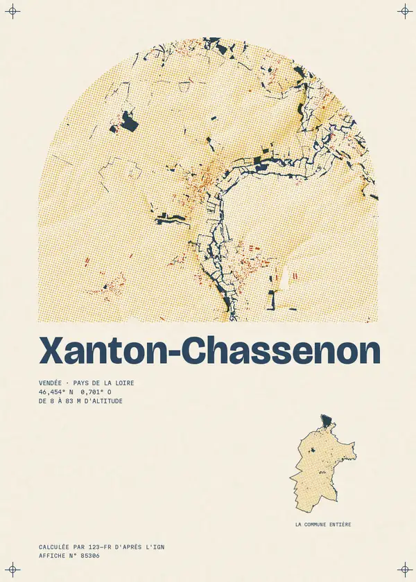 Affiche de Xanton-Chassenon, calculée par 123-fr d'après l'IGN