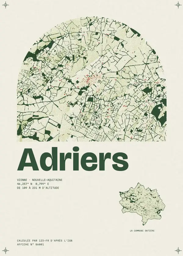 Affiche de Adriers, calculée par 123-fr d'après l'IGN