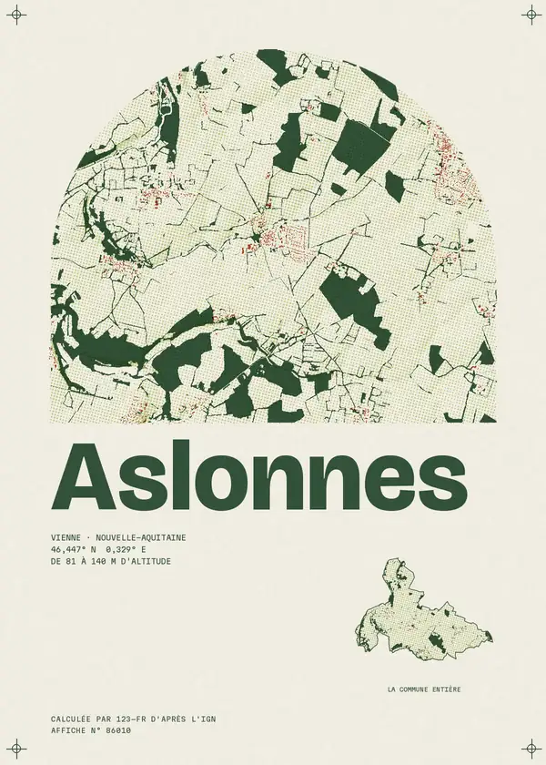 Affiche de Aslonnes, calculée par 123-fr d'après l'IGN