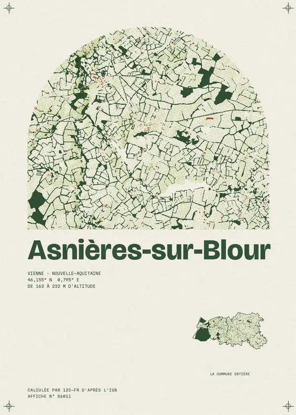 Affiche de Asnières-sur-Blour, calculée par 123-fr d'après l'IGN