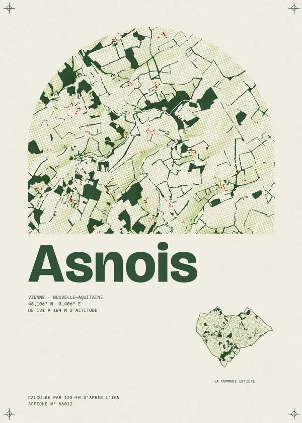Affiche de Asnois, calculée par 123-fr d'après l'IGN
