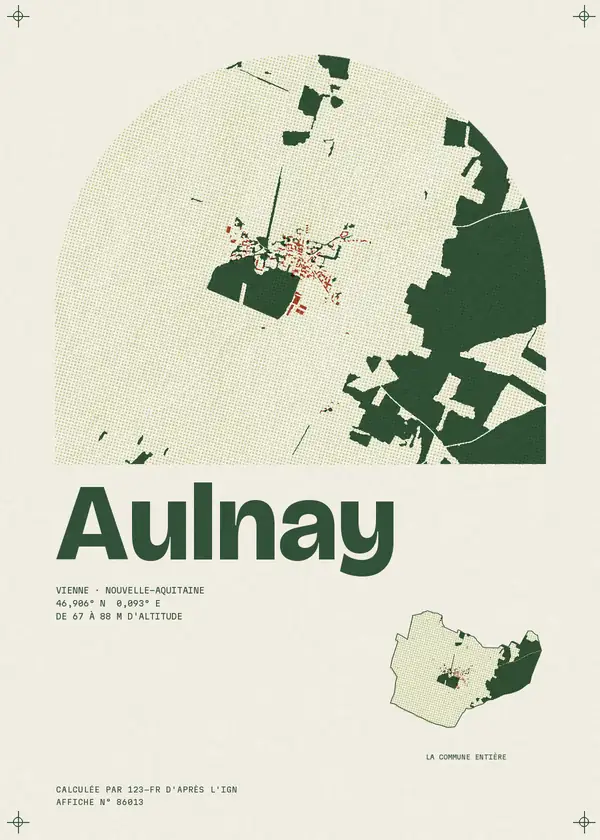 Affiche de Aulnay, calculée par 123-fr d'après l'IGN