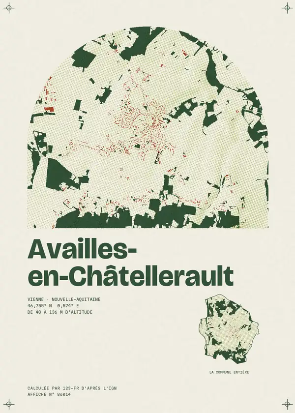 Affiche de Availles-en-Châtellerault, calculée par 123-fr d'après l'IGN