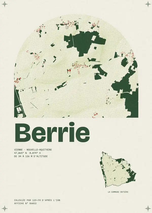 Affiche de Berrie, calculée par 123-fr d'après l'IGN