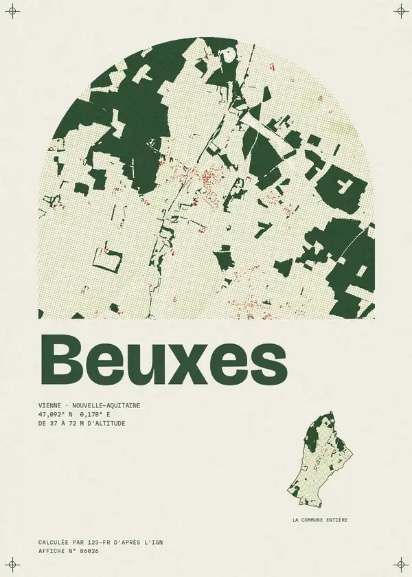Affiche de Beuxes, calculée par 123-fr d'après l'IGN