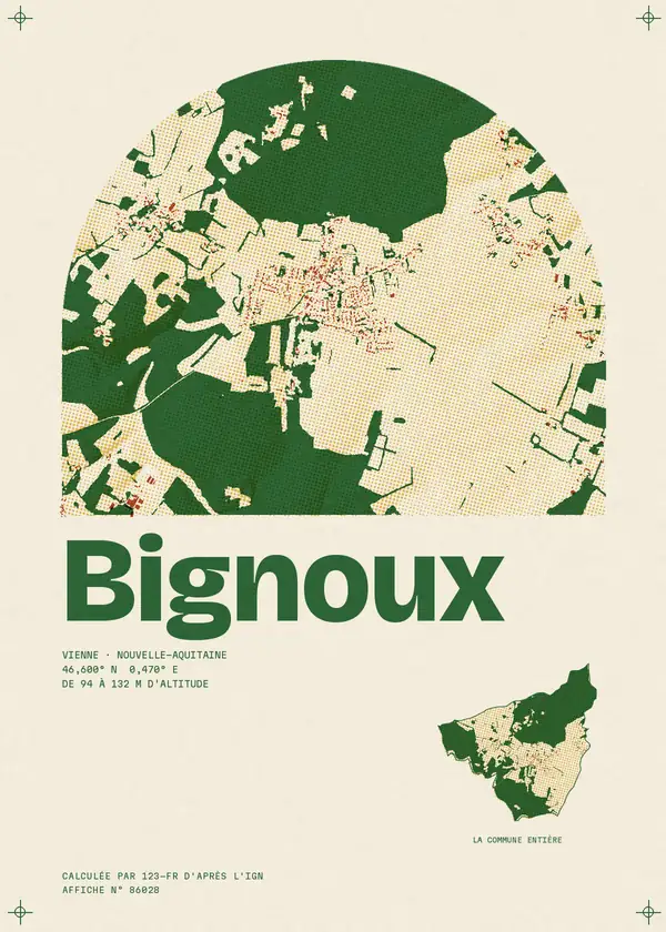Affiche de Bignoux, calculée par 123-fr d'après l'IGN