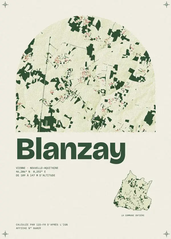 Affiche de Blanzay, calculée par 123-fr d'après l'IGN