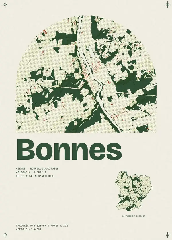 Affiche de Bonnes, calculée par 123-fr d'après l'IGN
