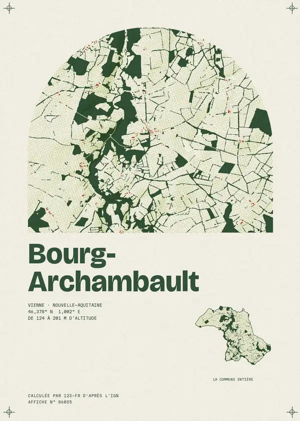 Affiche de Bourg-Archambault, calculée par 123-fr d'après l'IGN