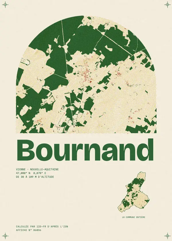 Affiche de Bournand, calculée par 123-fr d'après l'IGN