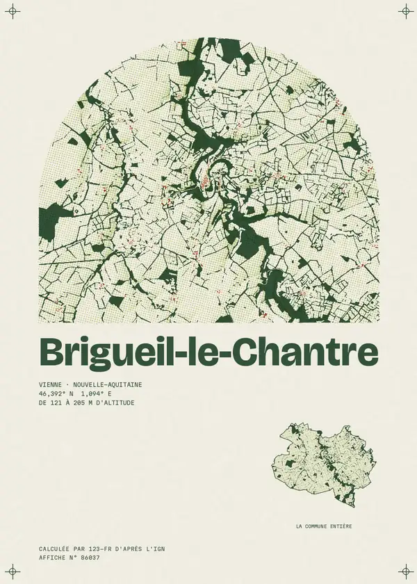 Affiche de Brigueil-le-Chantre, calculée par 123-fr d'après l'IGN