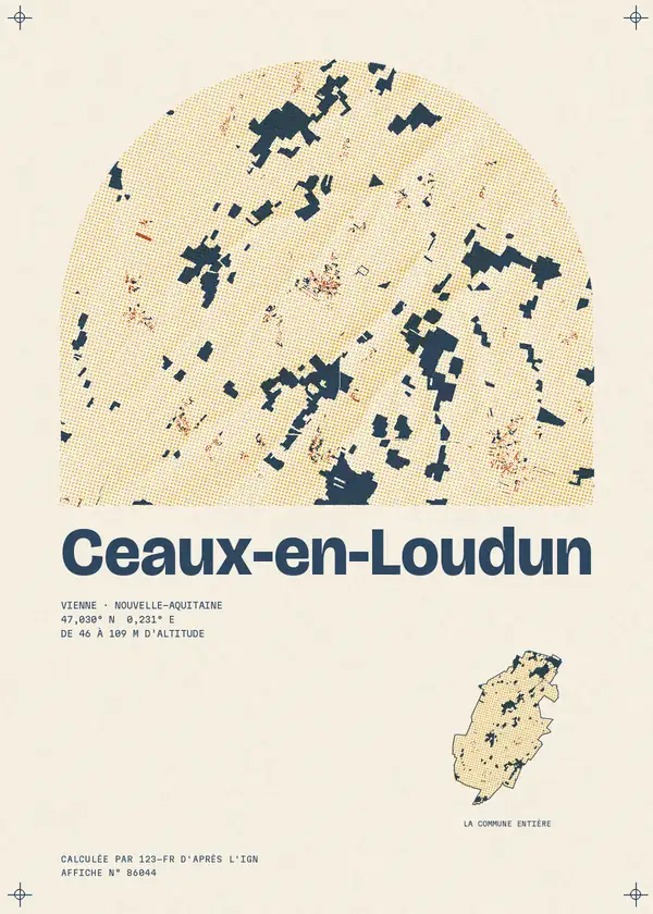 Affiche de Ceaux-en-Loudun, calculée par 123-fr d'après l'IGN