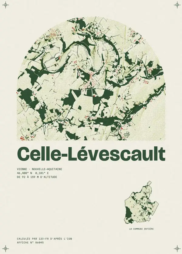 Affiche de Celle-Lévescault, calculée par 123-fr d'après l'IGN