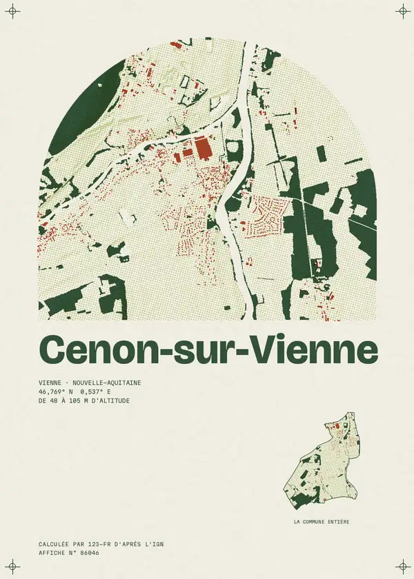 Affiche de Cenon-sur-Vienne, calculée par 123-fr d'après l'IGN