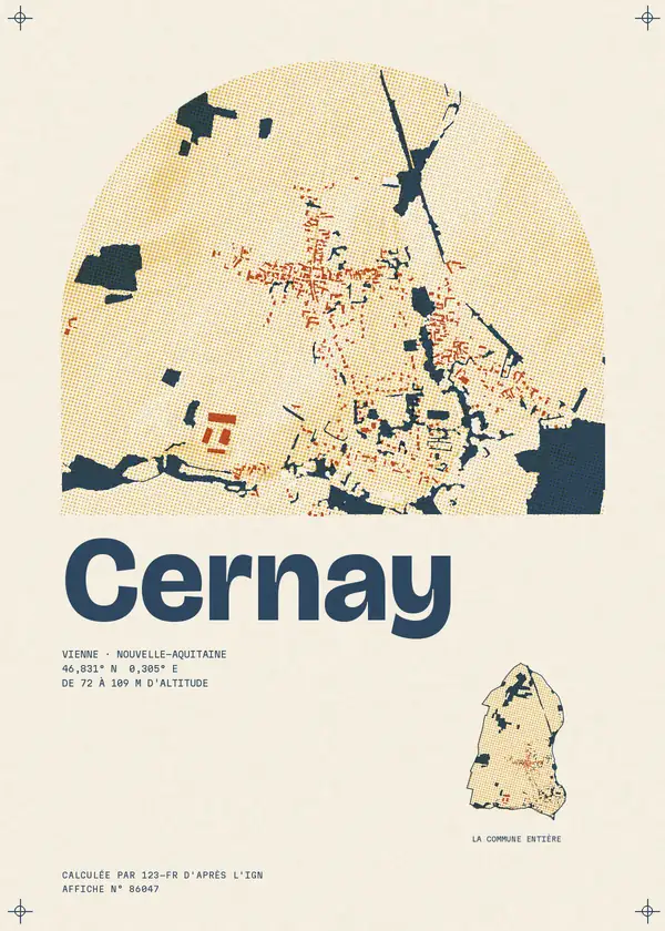 Affiche de Cernay, calculée par 123-fr d'après l'IGN