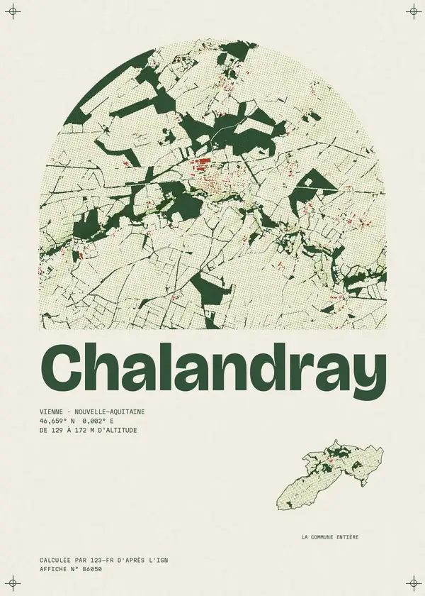 Affiche de Chalandray, calculée par 123-fr d'après l'IGN