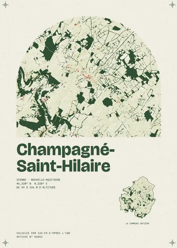 Affiche de Champagné-Saint-Hilaire, calculée par 123-fr d'après l'IGN
