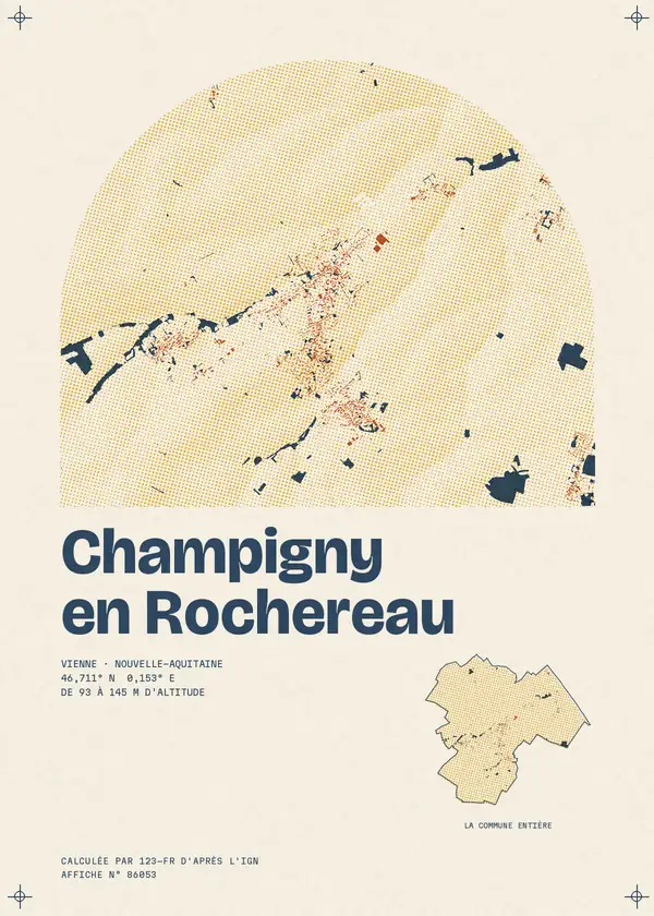 Affiche de Champigny en Rochereau, calculée par 123-fr d'après l'IGN