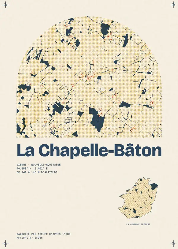 Affiche de La Chapelle-Bâton, calculée par 123-fr d'après l'IGN