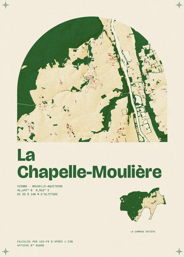 Affiche de La Chapelle-Moulière, calculée par 123-fr d'après l'IGN