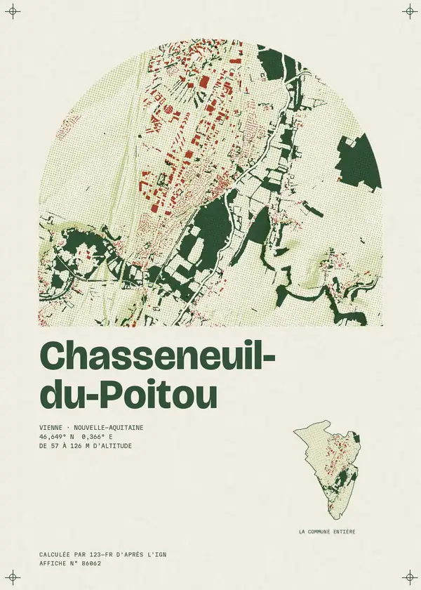 Affiche de Chasseneuil-du-Poitou, calculée par 123-fr d'après l'IGN