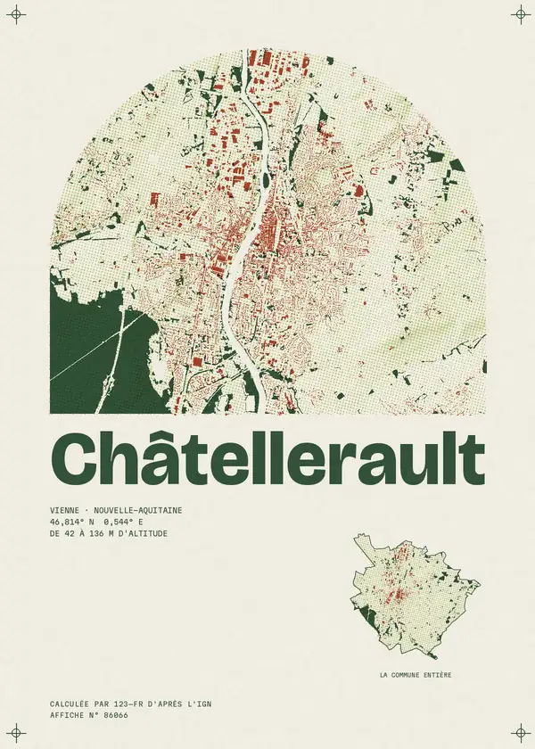 Affiche de Châtellerault, calculée par 123-fr d'après l'IGN