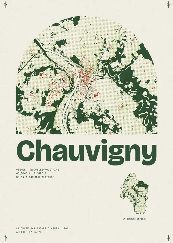 Affiche de Chauvigny, calculée par 123-fr d'après l'IGN