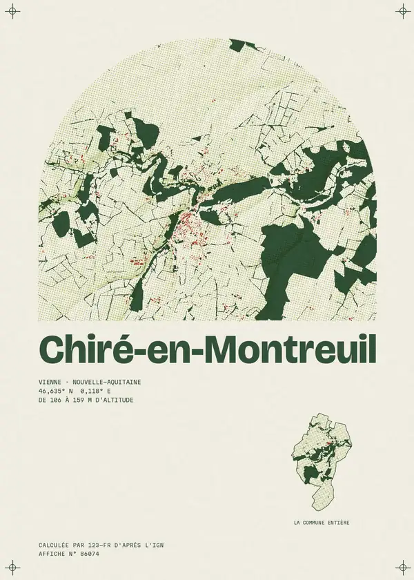 Affiche de Chiré-en-Montreuil, calculée par 123-fr d'après l'IGN