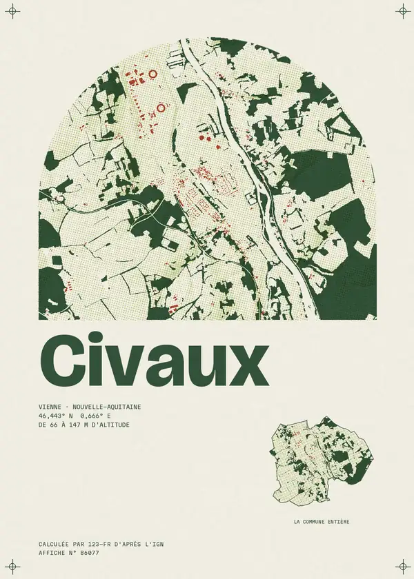 Affiche de Civaux, calculée par 123-fr d'après l'IGN
