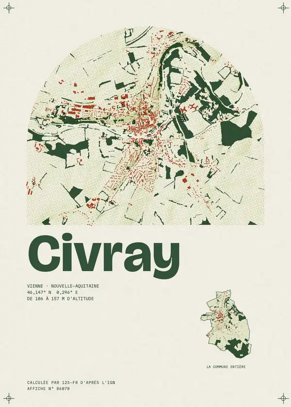 Affiche de Civray, calculée par 123-fr d'après l'IGN