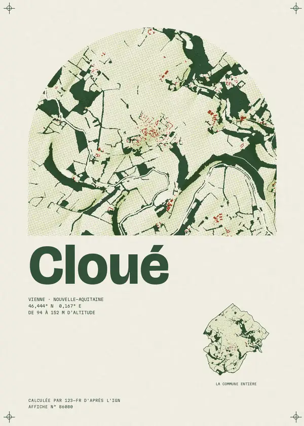 Affiche de Cloué, calculée par 123-fr d'après l'IGN